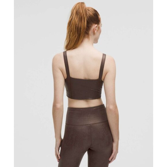 Lululemon Everlux Matte Foil Longline Workout Bra Espresso Size S - Picture 2 of 3